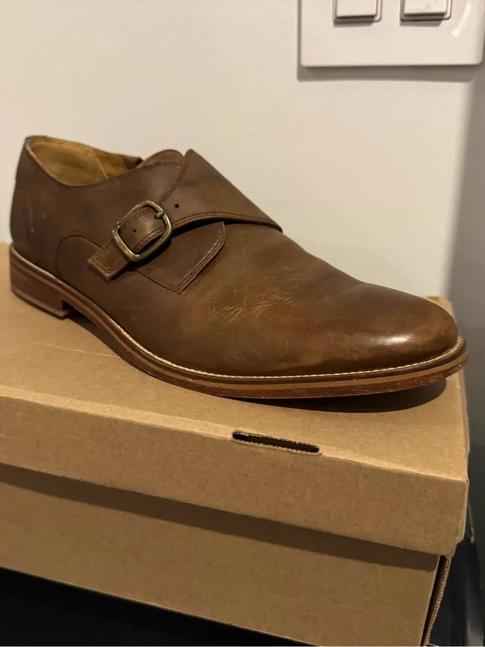 J Shoes - Templar Monk Strap  Men's Brown Leather Monk Strap Shoe